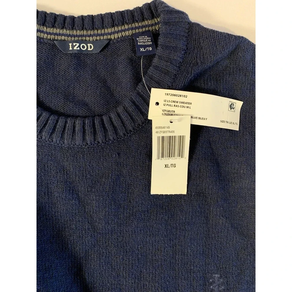 Izod Sweater Mens XL Blue Long Sleeve‎ Crew Neck - Picture 2 of 9